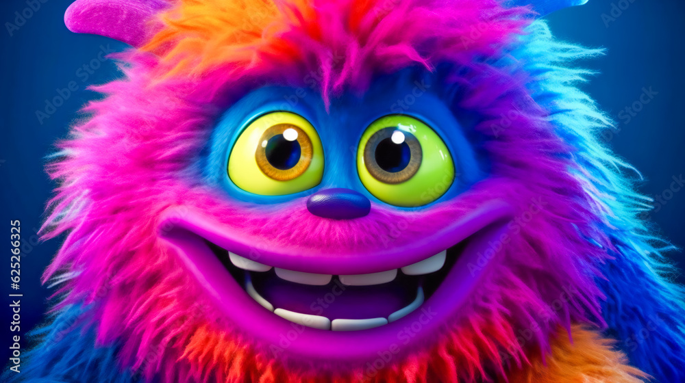 Cute and cuddly monster. Furry friend with big, friendly eyes and a cheerful grin. Generative AI Cute and cuddly monster. Furry friend with big, friendly eyes and a cheerful grin. Generative AI