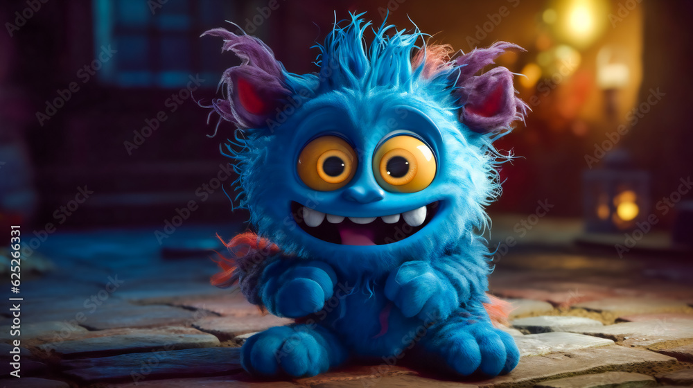 Cute and cuddly monster. Furry friend with big, friendly eyes and a cheerful grin. Generative AI Cute and cuddly monster. Furry friend with big, friendly eyes and a cheerful grin. Generative AI