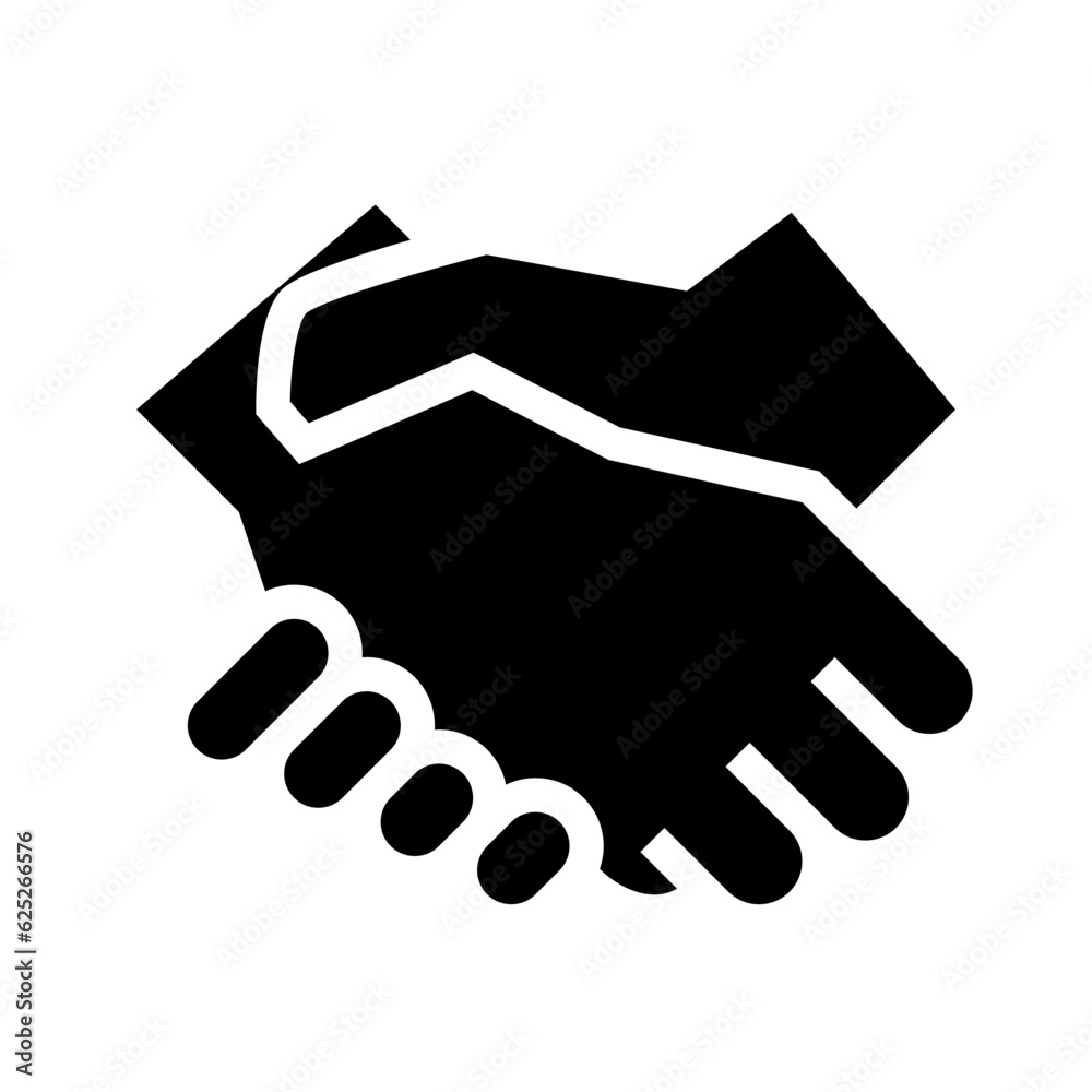 Obraz premium 手、握手を表す塗りつぶしスタイルのアイコン