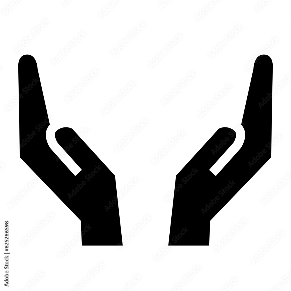 Vetor de 手、囲む、支える、守るを表す塗りつぶしスタイルのアイコン do Stock | Adobe Stock