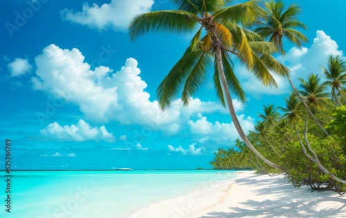 beach with coconut trees © Ipixeler