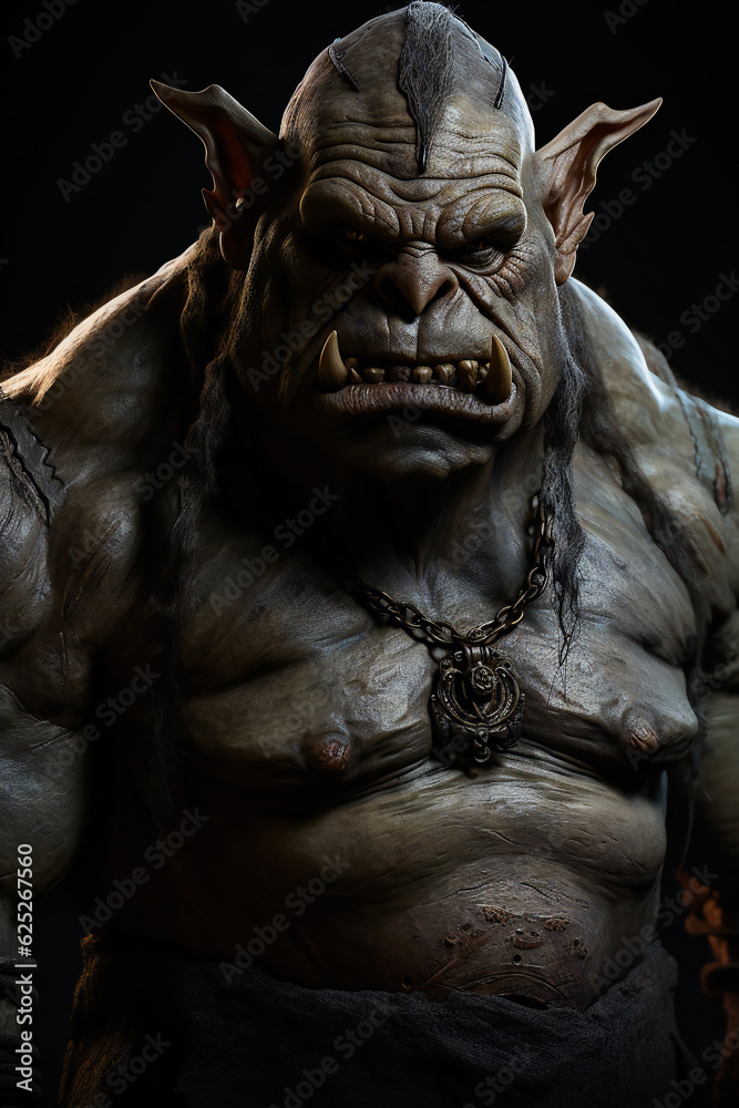 Savage Orc Warrior. Menacing Orc Slayer . Generative AI