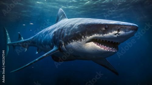 Capturing the Megalodon Shark. Generative AI © EwaStudio