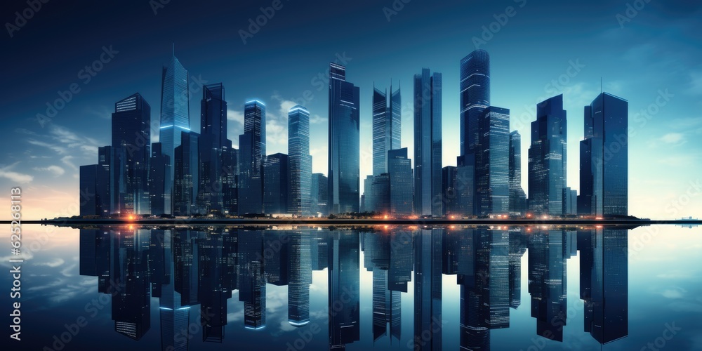 Fototapeta premium Abstract business buildings background. Generative AI