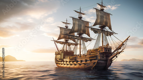 Pirate ship. AI Generated