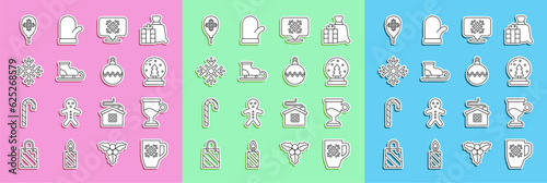 Wallpaper Mural Set line Coffee cup with snowflake, Mulled wine, Christmas globe, Snowflake speech bubble, Figure skates, Balloons and ball icon. Vector Torontodigital.ca