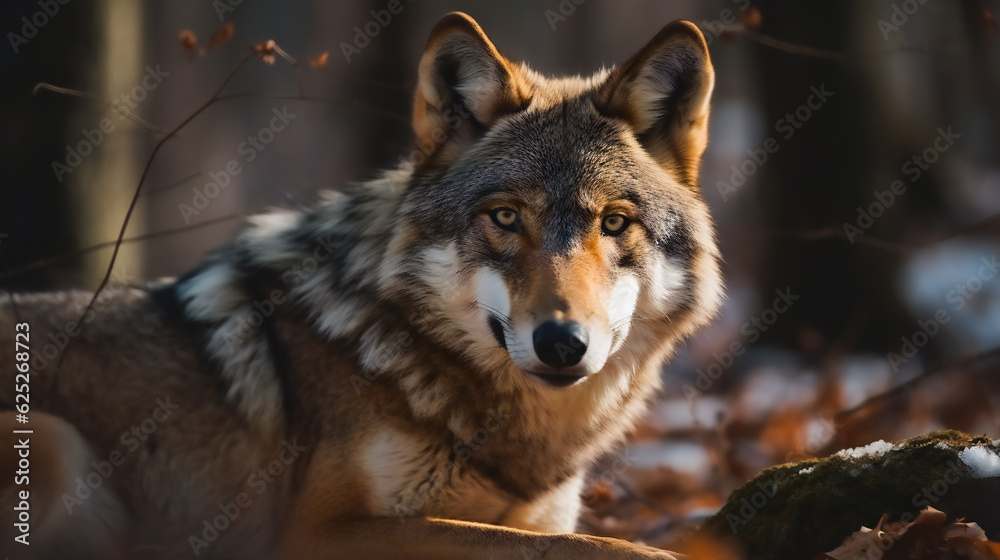 Timber Wolf in the Forest. AI Generated Timber Wolf in the Forest. AI Generated