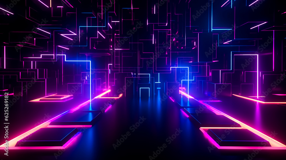 graphic neon imaginative background. AI Generated graphic neon imaginative background. AI Generated