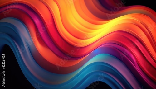 Abstract colorful wavy shape 3D render background