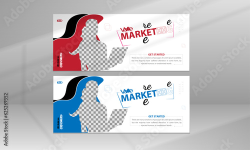 Creative New Business Web Banner Template Design Suitable for Online Class Programs, Marketing, Etc