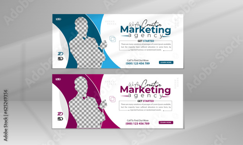 Creative Business Web Banner Template, Media Cover Template Vector