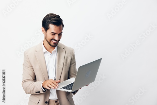 man computer internet job thoughtful freelancer business suit copyspace digital laptop