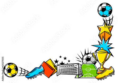 Background with soccer symbols. Football club illustration.