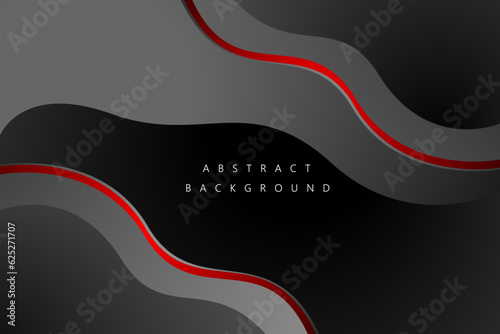 Abstract Geometric modern with Black and line red wave metallic color background for template, poster, flyer design. Vector illustration