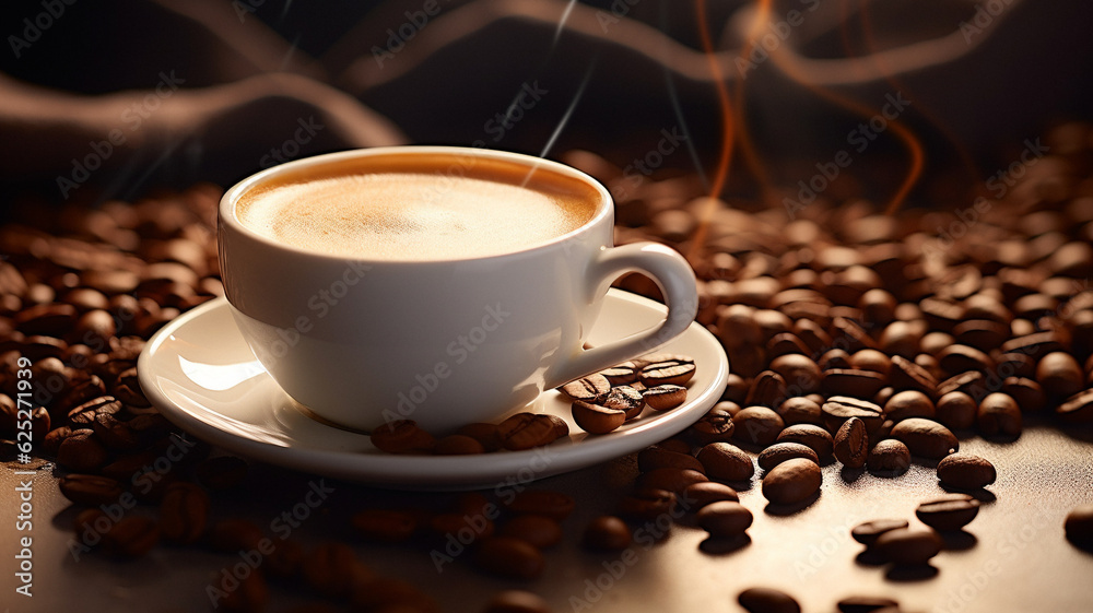 Coffee cup detail, created with generative AI technology Coffee cup detail, created with generative AI technology