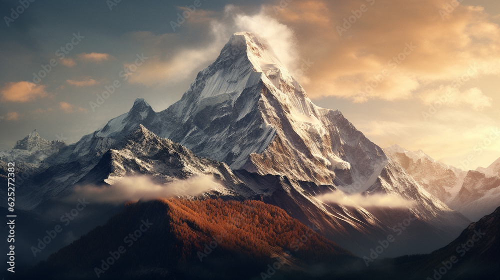 A mountains scenery background, created with generative AI technology