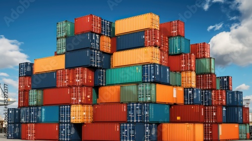 Cargo Containers. Stacked Cargo Containers in Port. Warehouse. Container Loading. Set of Cargo Containers. Logistic Company. Industry and Transportation Concept. Made With Generative AI. 