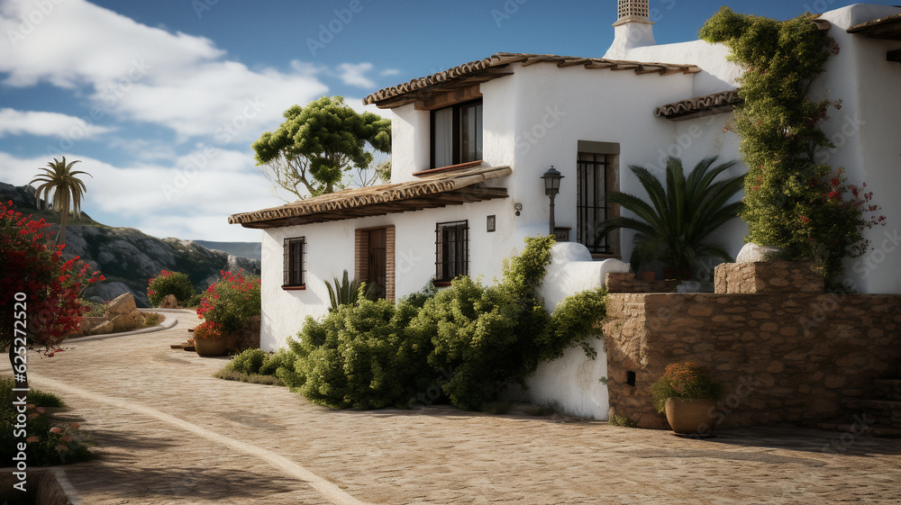 Fototapeta premium A spanish scenery background, created with generative AI technology