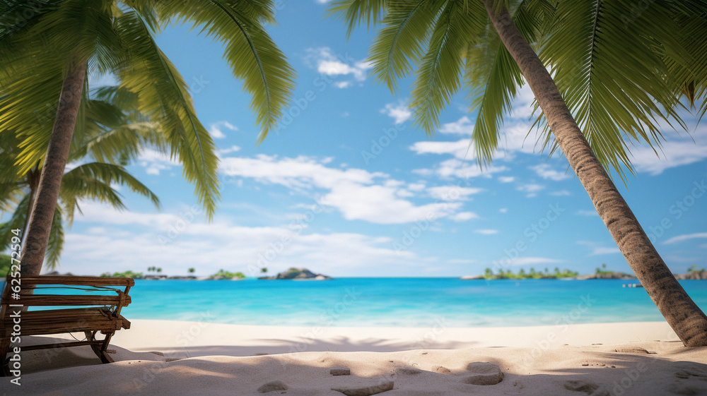 A tropical beach scenery background, created with generative AI technology A tropical beach scenery background, created with generative AI technology