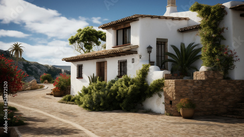 A spanish scenery background, created with generative AI technology © Ruben Chase