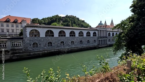 Ljubljana is the capital of Slovenia and the famous tourist center of Europe. Historical bridge structures Canal above the river