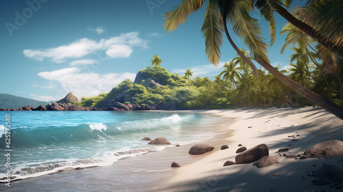 A tropical beach scenery background, created with generative AI technology