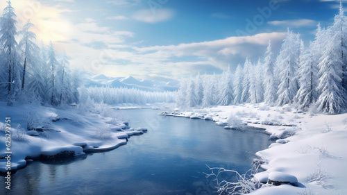 A Winter scenery background, created with generative AI technology
