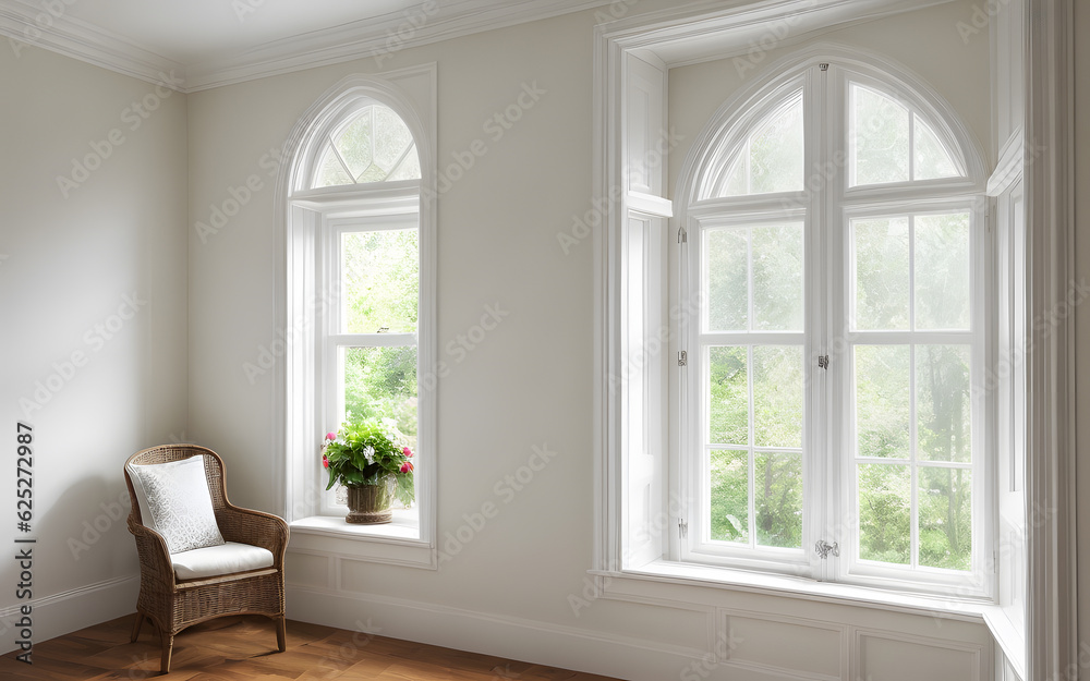 Fototapeta premium Photorealistic view window from indoor. Window for background