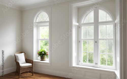 Photorealistic view window from indoor. Window for background