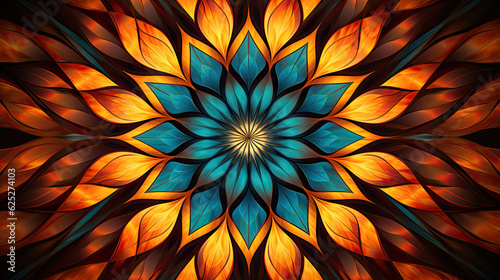Enchanting pattern generated by a kaleidoscope, underscoring hue and symmetry. Generative AI © VectorCookies