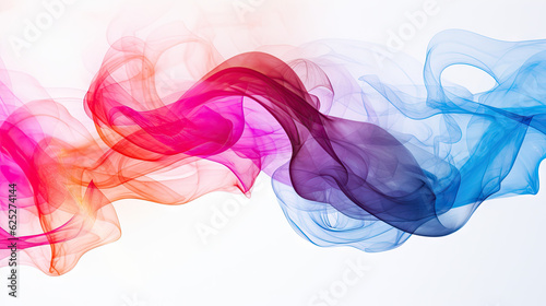 Swirl of multicolored smoke against a stark white background, emanating a sense of mystery. Generative AI © VectorCookies
