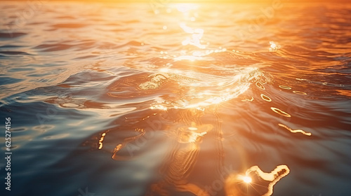 Sunlight rays striking the water surface at dawn, forming a stunning abstract spectacle. Generative AI