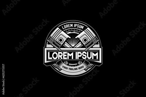 Gear with piston vector logo template