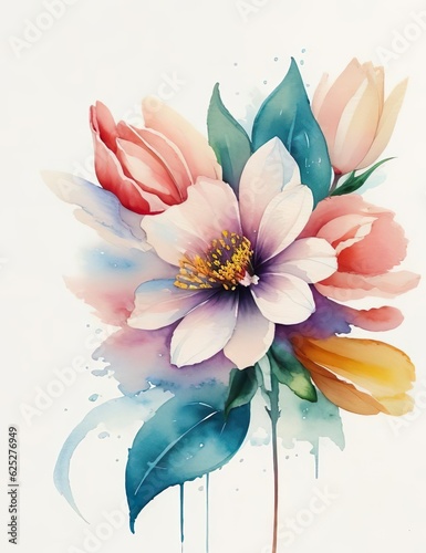 Flower pattern illustration water colour design