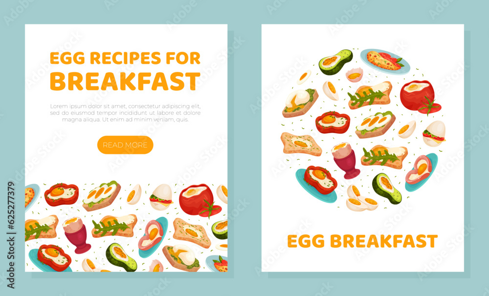 Tasty Egg Food Banner Design with Cooked Meal Vector Template