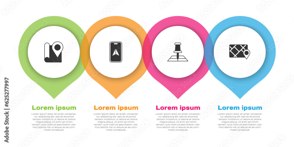 Set Folded map with location marker, City navigation, and Gps device. Business infographic template. Vector Set Folded map with location marker, City navigation, and Gps device. Business infographic template. Vector