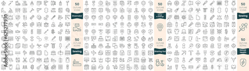 300 thin line icons bundle. In this set include setup and settings, sewing, sexual health, sharing out, shoemaker © Hondicone
