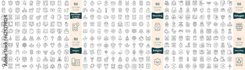 300 thin line icons bundle. In this set include recycling, refugee, religion, reminder and to do