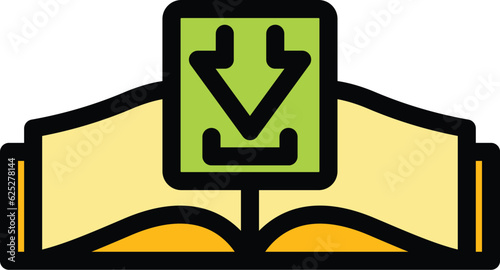 Download ebook icon outline vector. Digital book. Tablet library color flat