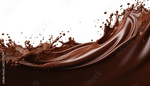 Wave of chocolate or cocoa splash on white background