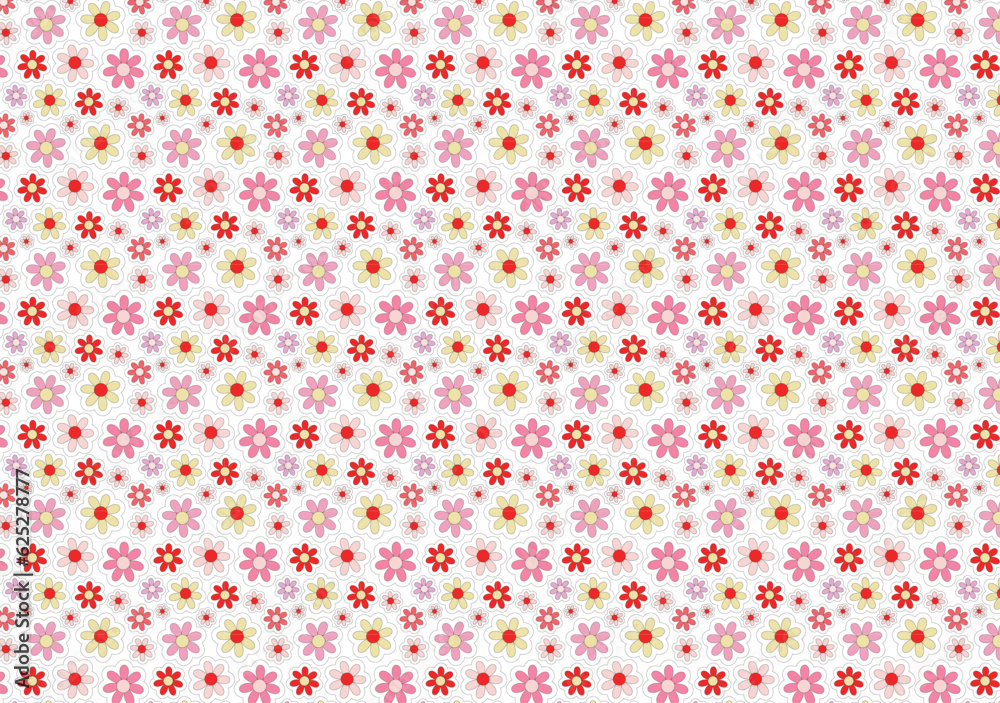 Seamless pattern. Cute Plant background for fashion, wallpapers, print, textile. Simple colorful flowers on the white background. Trendy floral design. Seamless pattern. Cute Plant background for fashion, wallpapers, print, textile. Simple colorful flowers on the white background. Trendy floral design.