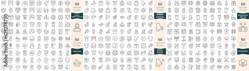 300 thin line icons bundle. In this set include innovation, insomnia, international beer day, international day against breast cancer, international day for the elimination of violence against women