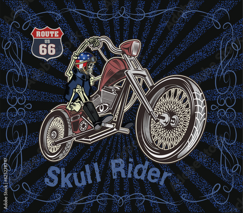 Vintage Biker Skull Emblem. Motorcycle club