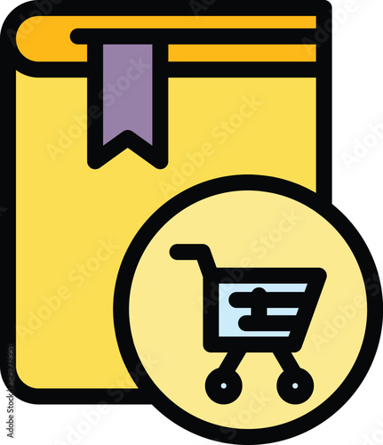 Order book icon outline vector. Library textbook. Bookstore document color flat