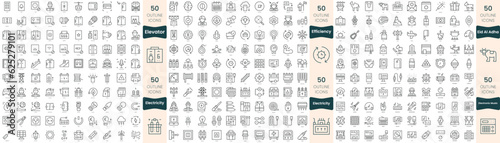 300 thin line icons bundle. In this set include efficiency, eid al adha, electricity, electronic music, elevator