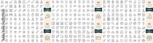 300 thin line icons bundle. In this set include credit card, crime investigation, crime, crisis management