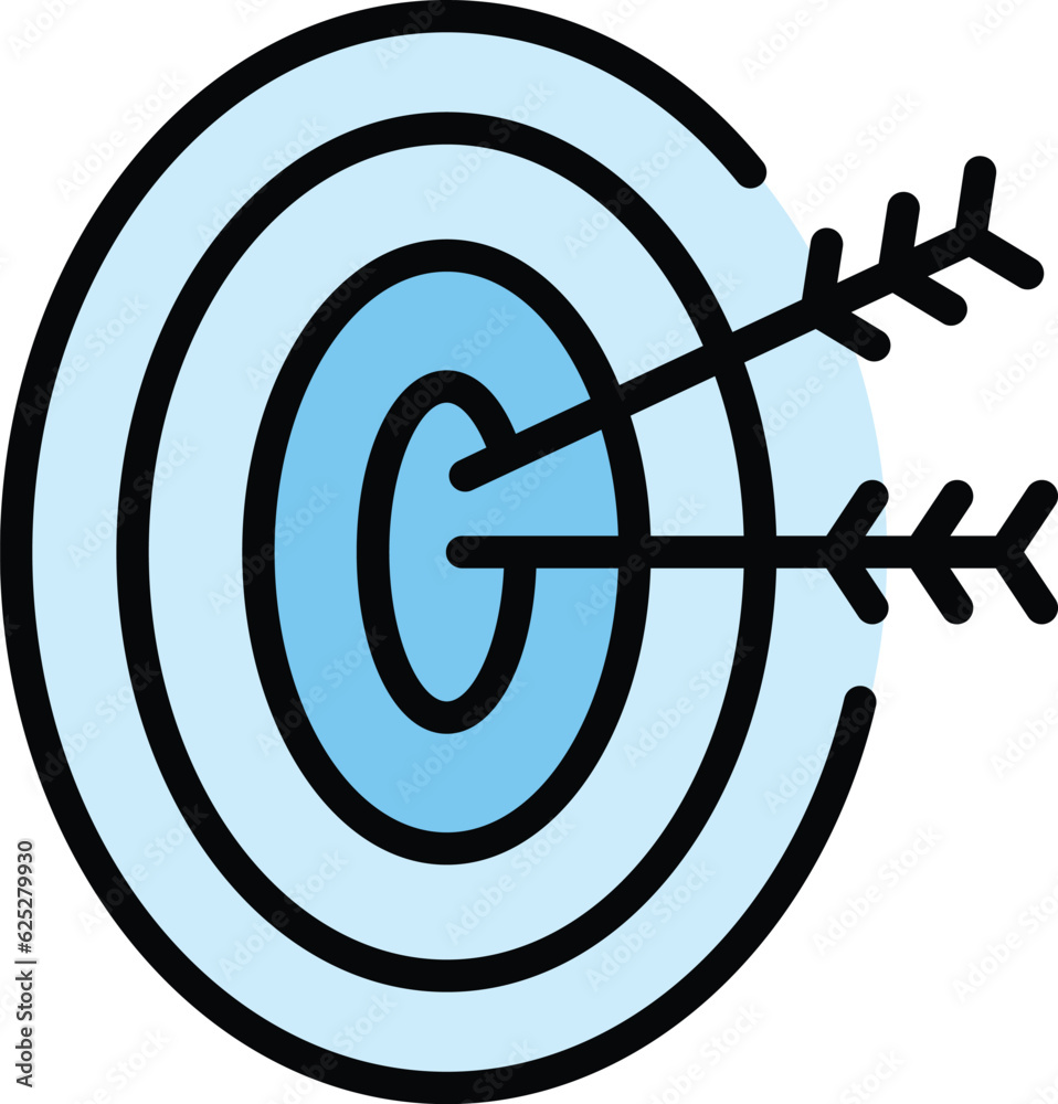 Market target icon outline vector. Customer campaign. Audience goal color flat