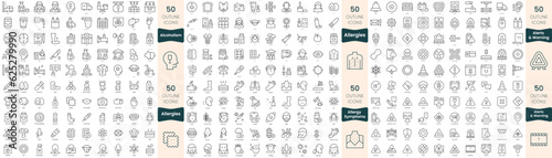 Canvas Print 300 thin line icons bundle