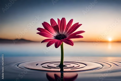  african daisy flowers growing in the coin isolated Ai generated technology