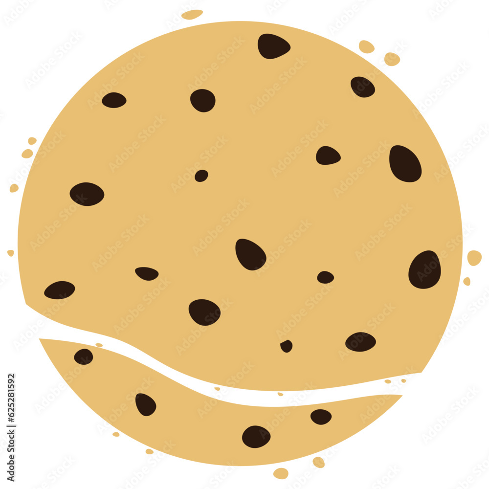 Fototapeta premium Cracked chocolate chip cookies cartoon. Vector illustration.